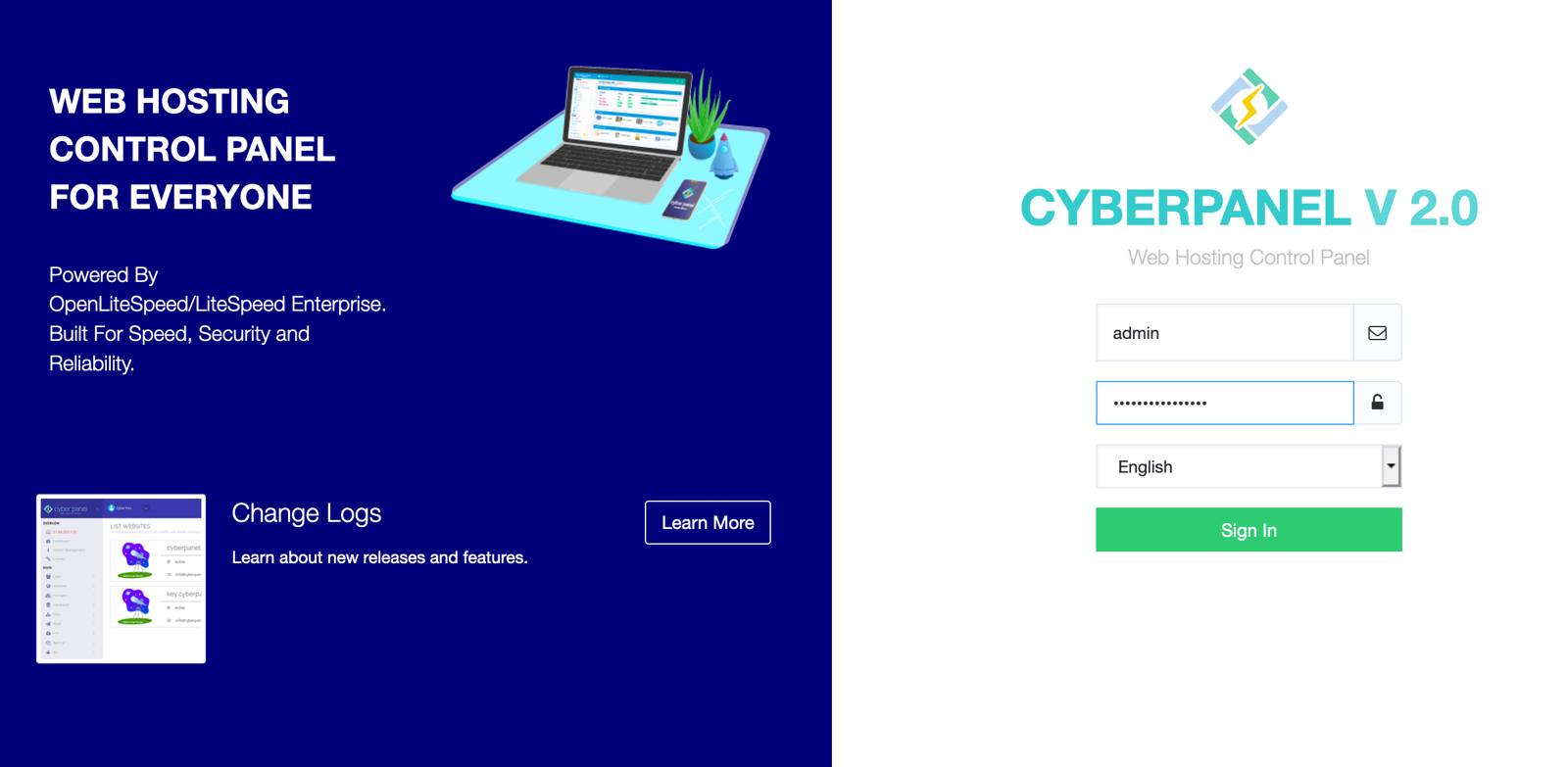 Log into your CyberPanel Log into your CyberPanel