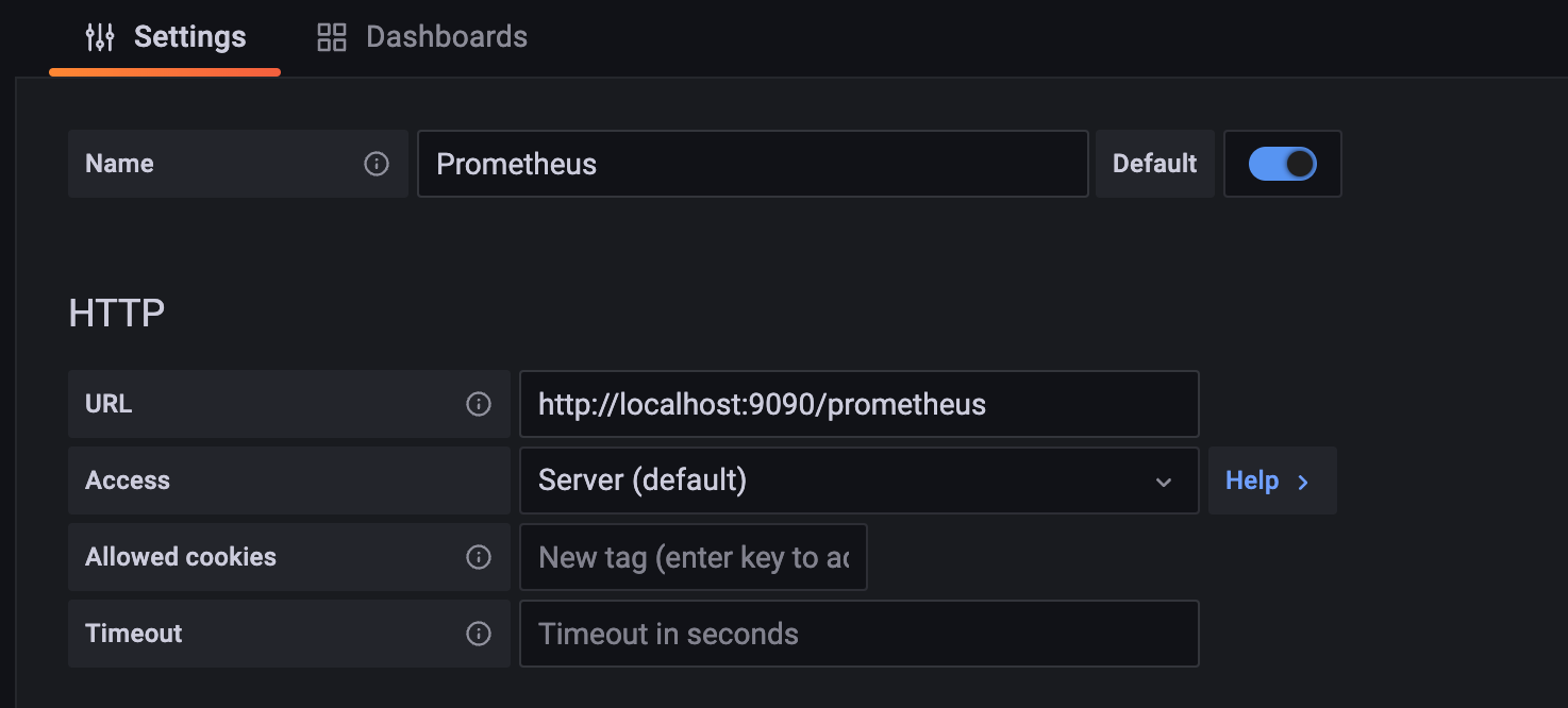 Screenshot of the Prometheus data source Screenshot of the Prometheus data source