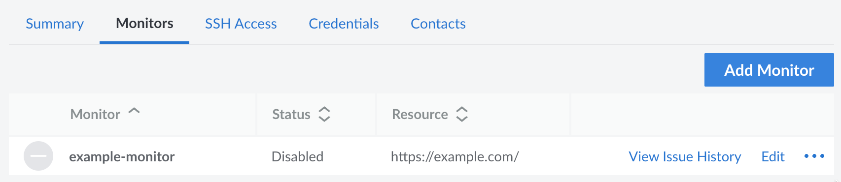 Screenshot of the Monitors tab under Managed Services in Cloud Manager Screenshot of the Monitors tab under Managed Services in Cloud Manager